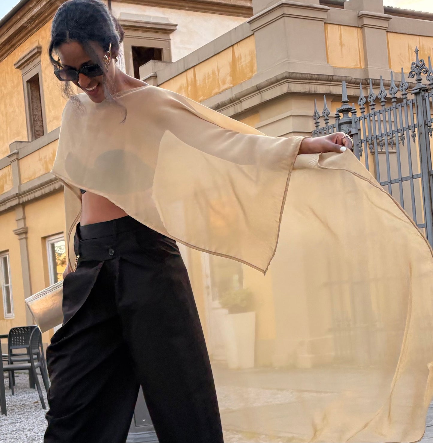 GUDIT SILK CAPE - Elegant Sheer Cover-Up
