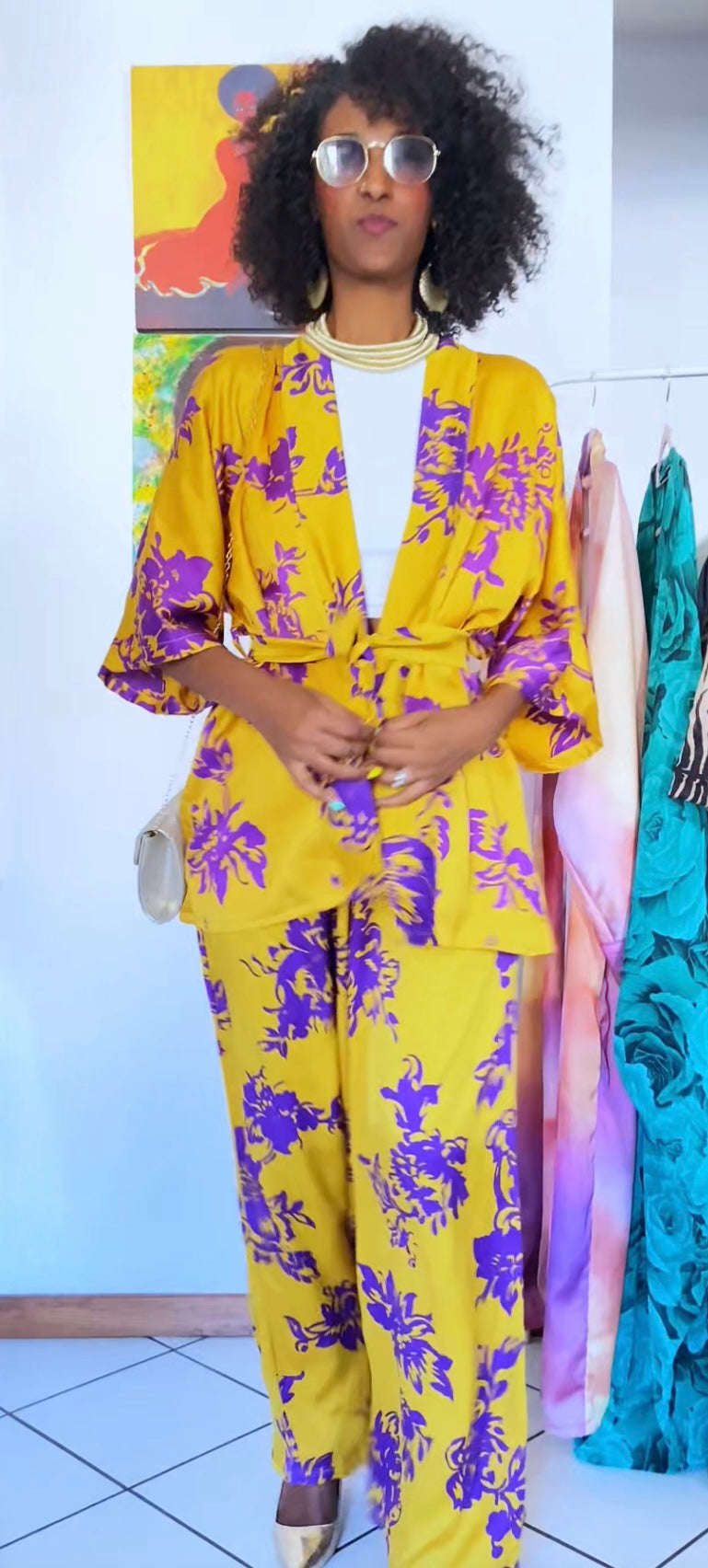 Mini Adi set kimono e pantalone