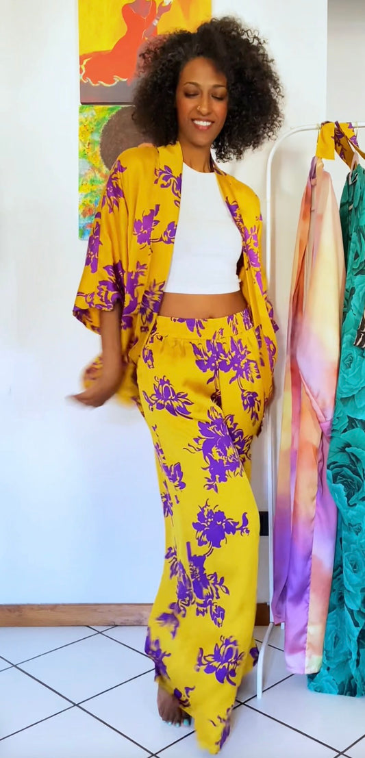 Mini Adi set kimono e pantalone