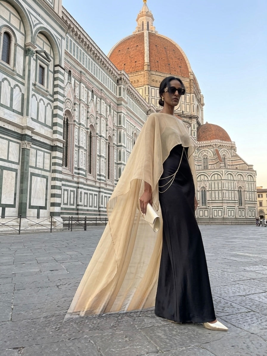 GUDIT SILK CAPE - Elegant Sheer Cover-Up