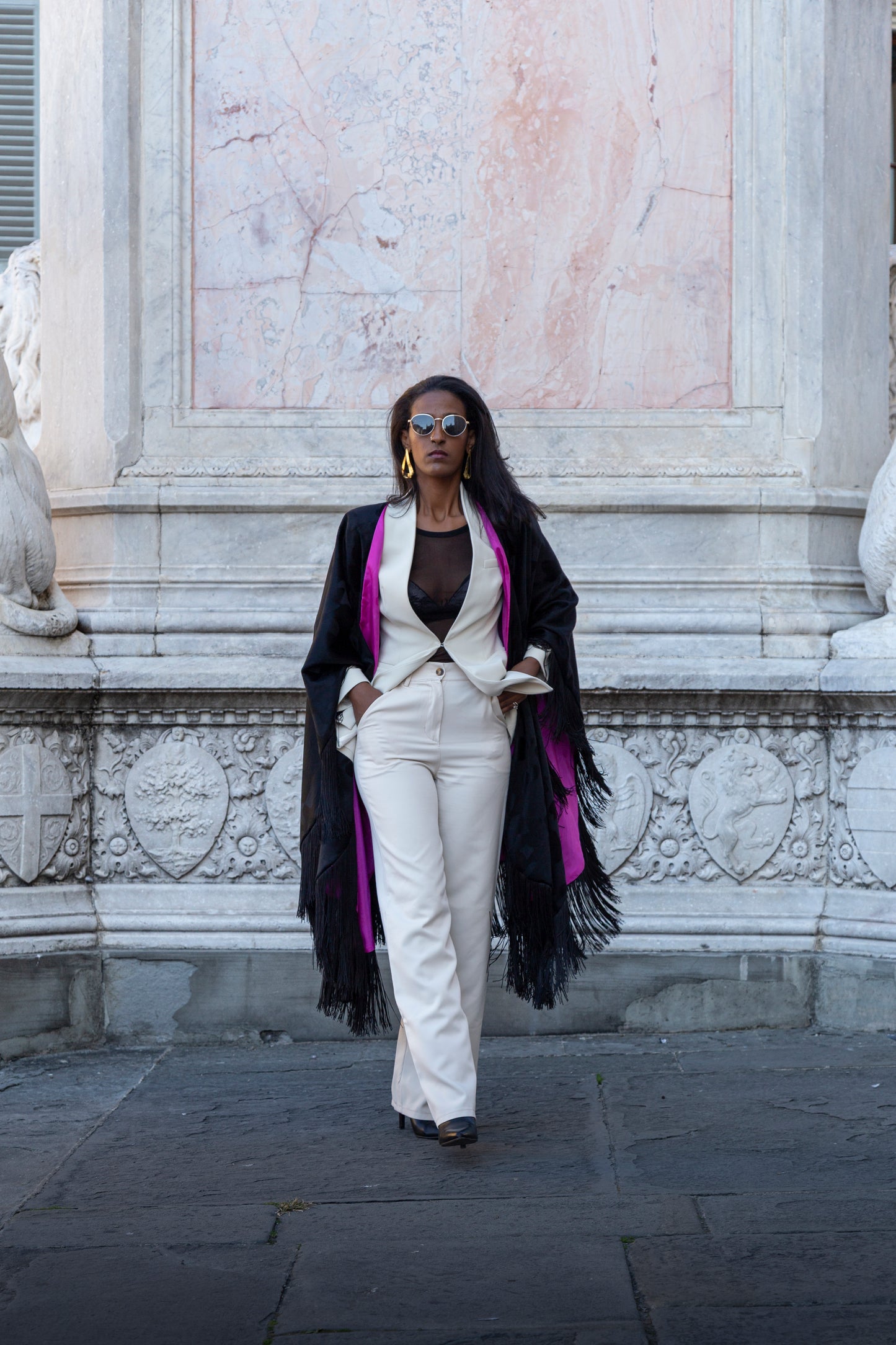 MAKEDA - Poncho with Fringe