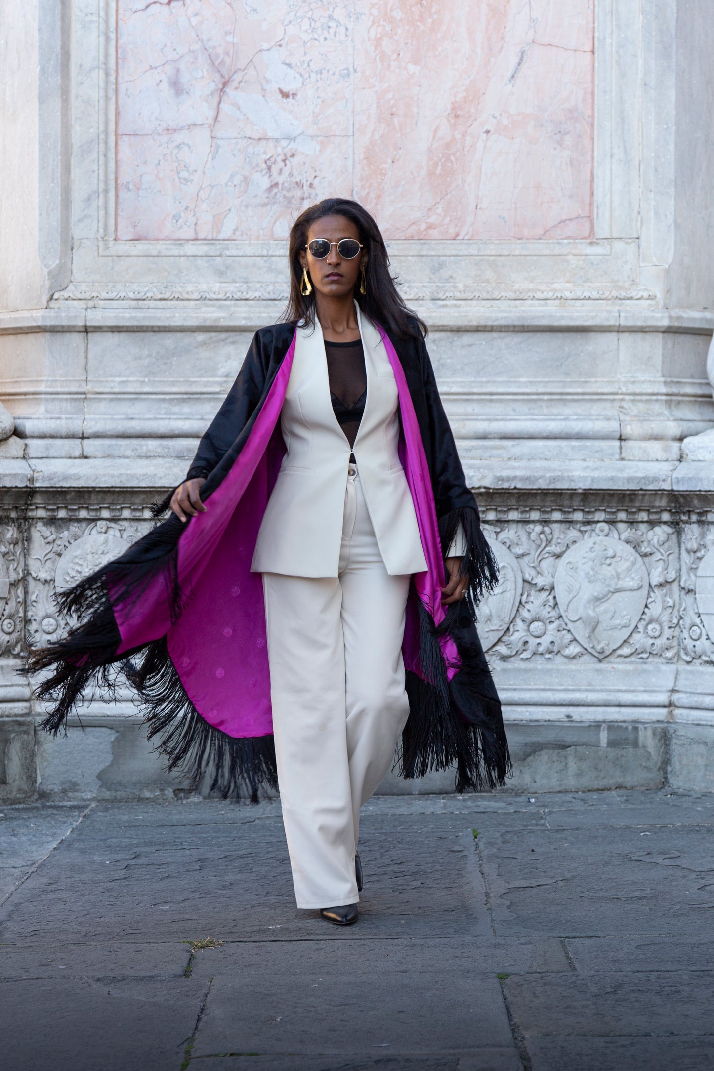 MAKEDA - Poncho with Fringe