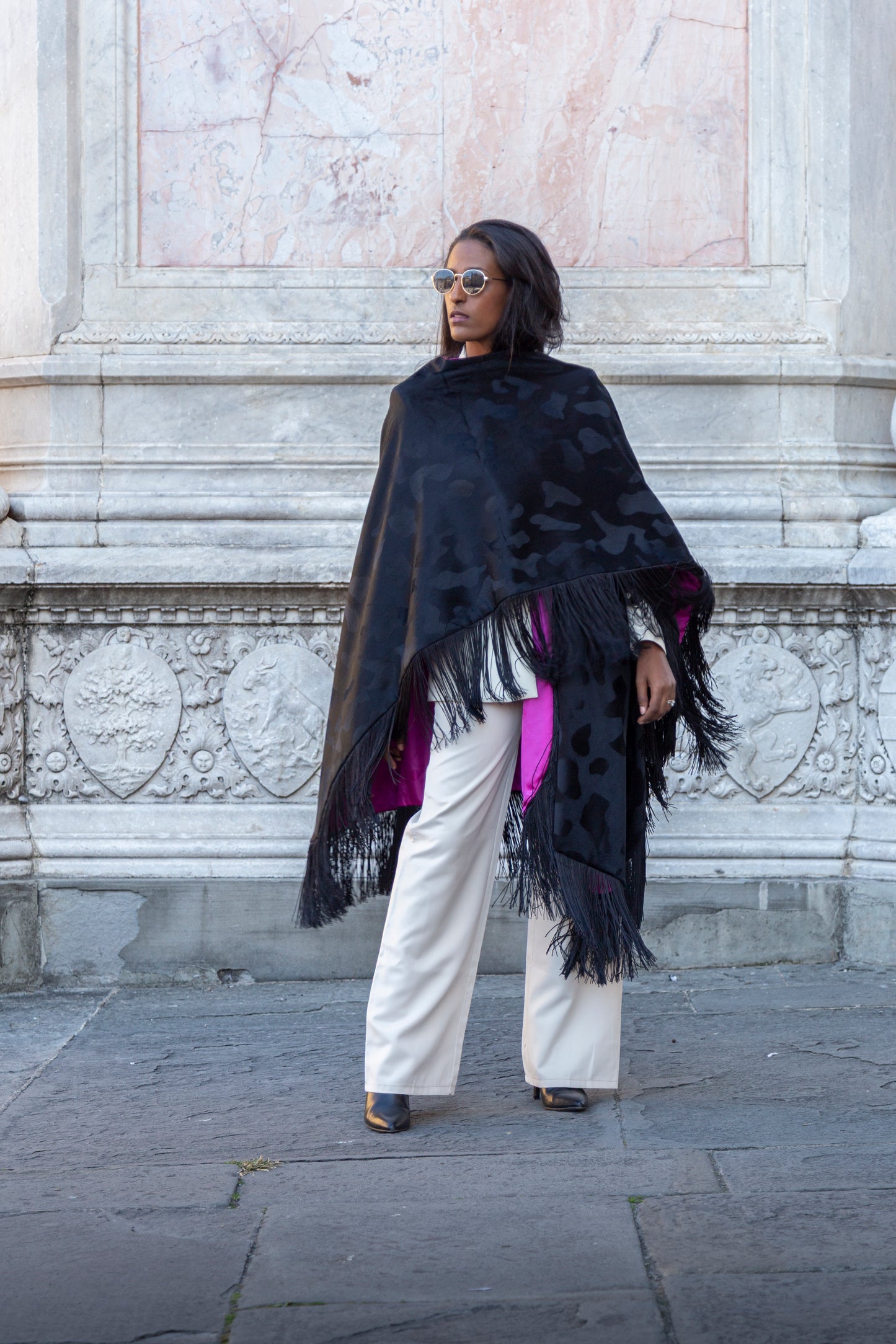MAKEDA - Poncho with Fringe