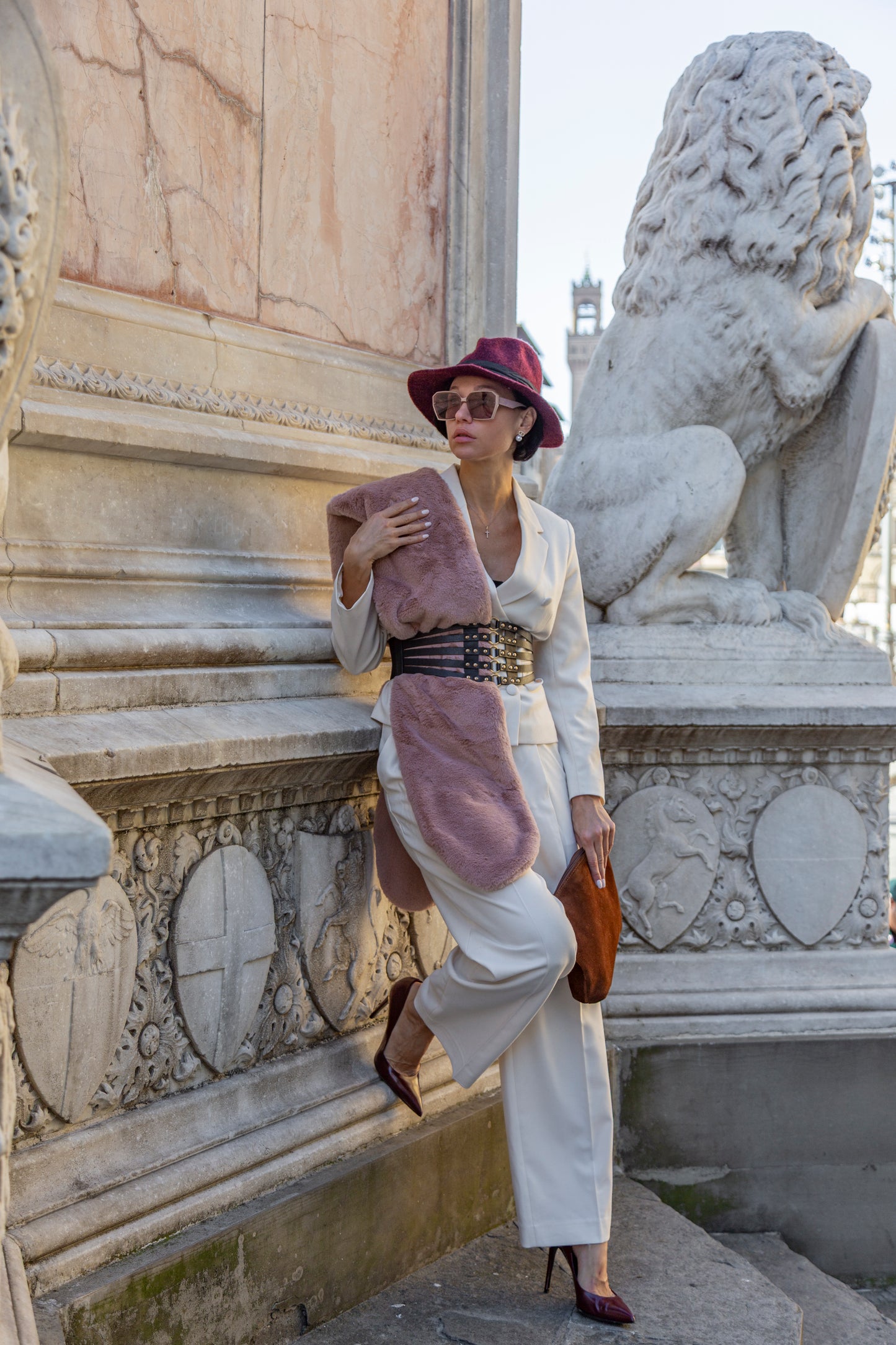 LULIT -  Pink Faux Fur Scarf