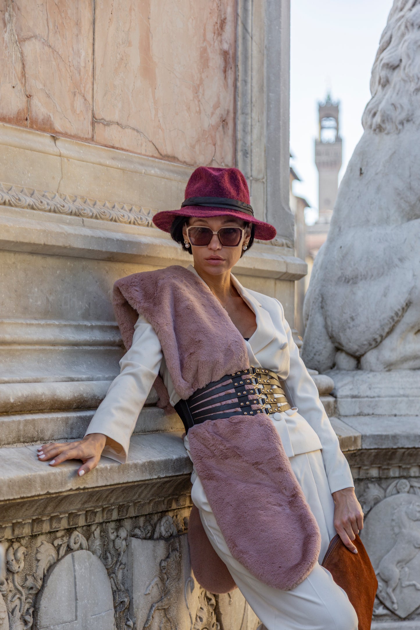 LULIT -  Pink Faux Fur Scarf