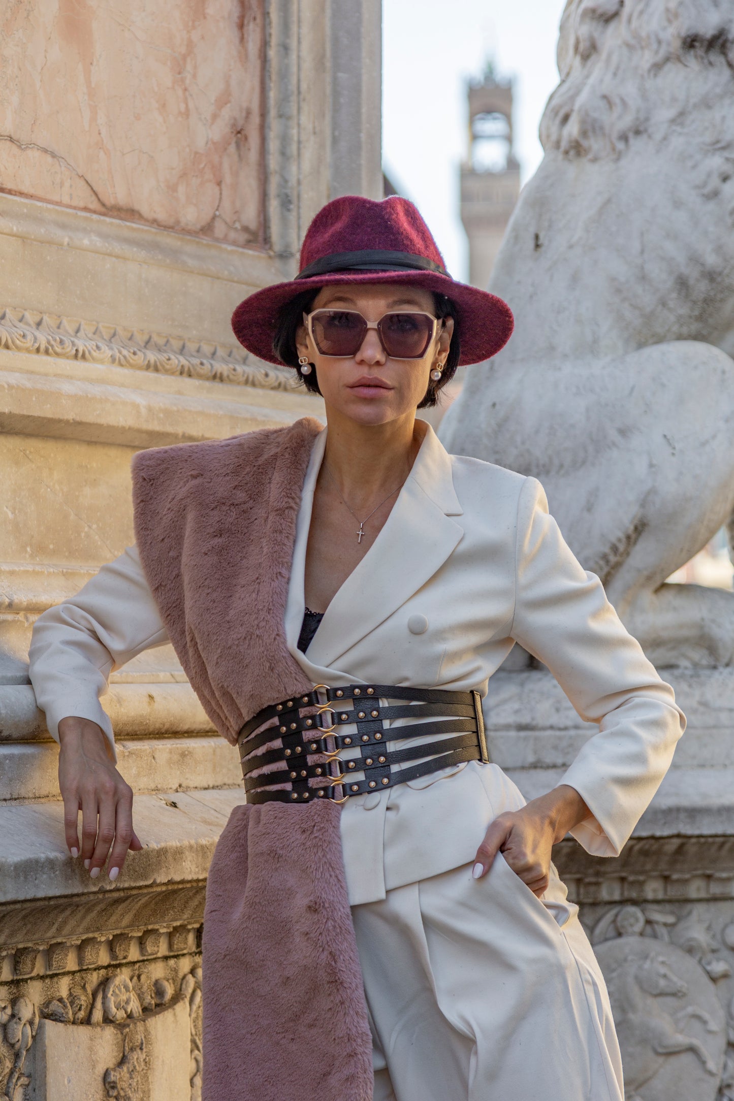 LULIT -  Pink Faux Fur Scarf