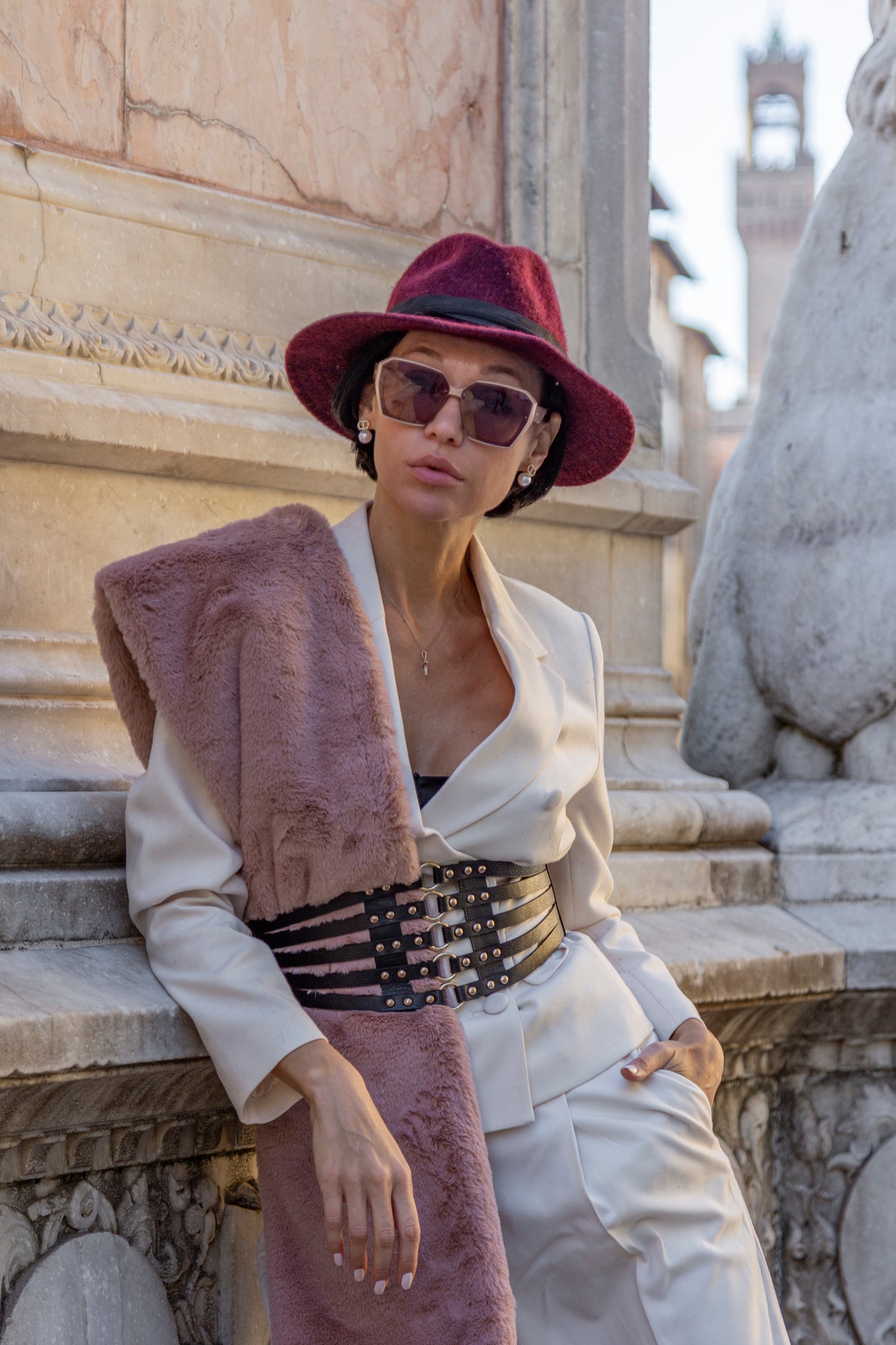 LULIT -  Pink Faux Fur Scarf